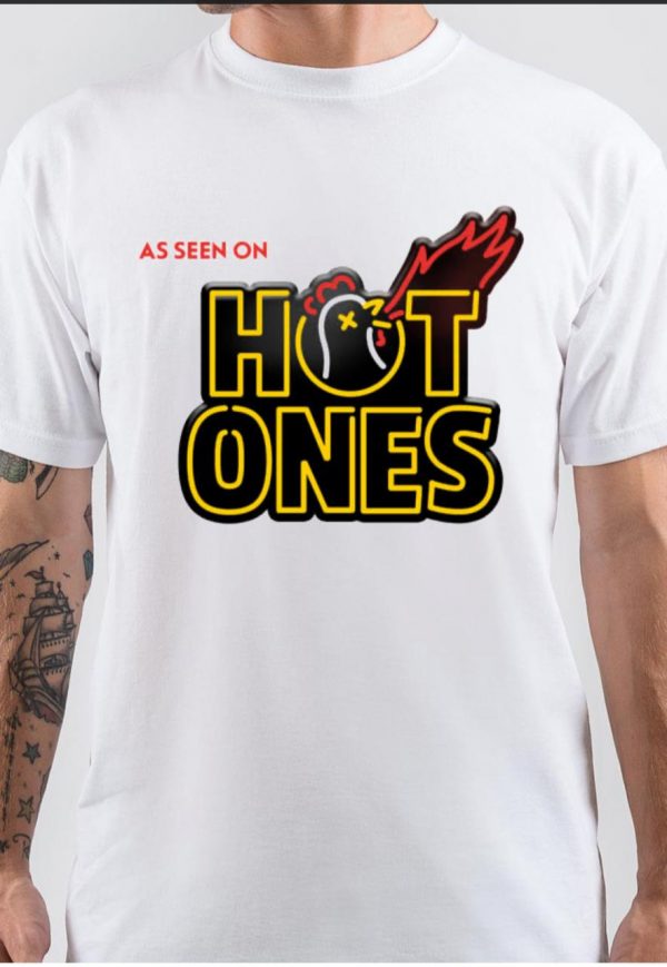 Hot Ones Half Sleeve White T-Shirt