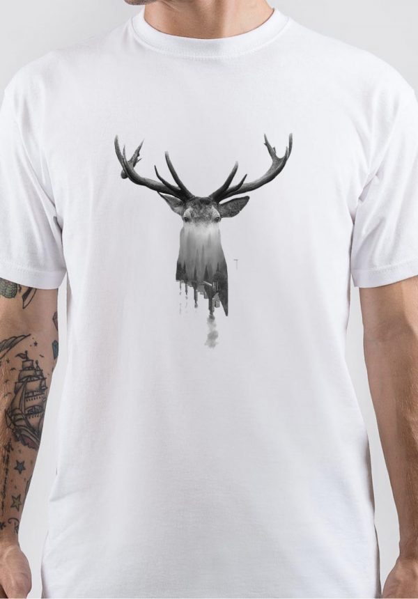 True Deer Half Sleeve White T-Shirt