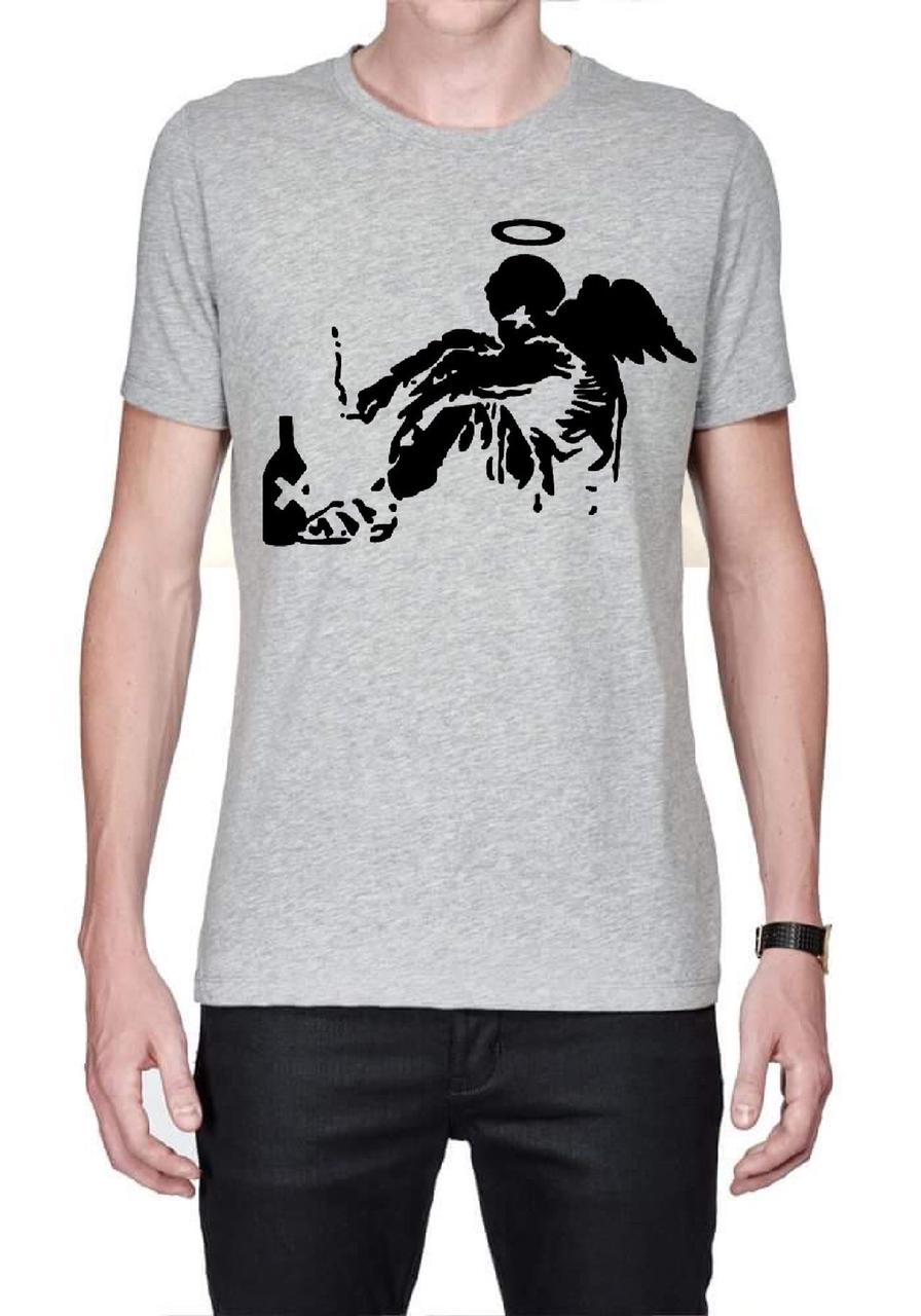 Banksy Fallen Angel Grey T-Shirt - Swag Shirts