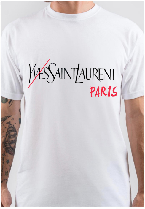 Vintage Yves Saint Laurent Big Logo Ringer T Shirt (Size M) — Roots