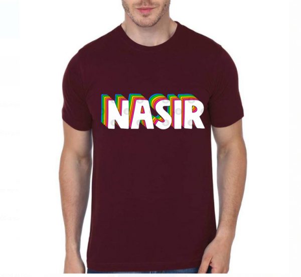 Hello My Name Is Nasir Rainbow Name Tag T-Shirt