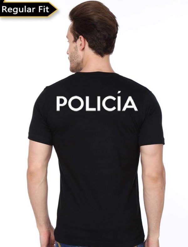 Policia Half Sleeve Black T-Shirt - Image 3