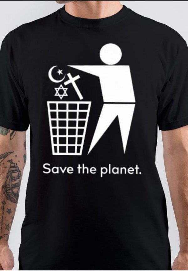 Save The Planet Half Sleeve Black T-Shirt