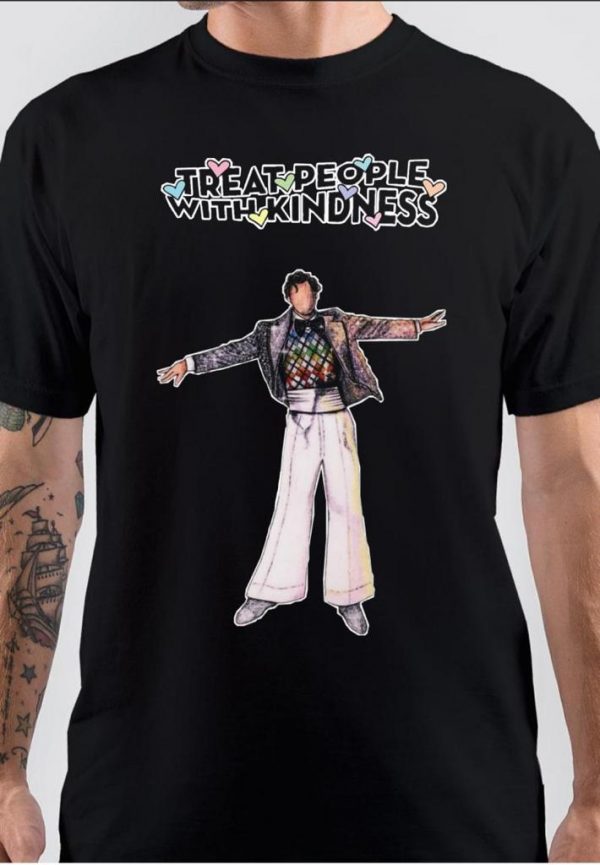 Treat People With Kindness Half Sleeve Black T-Shirt