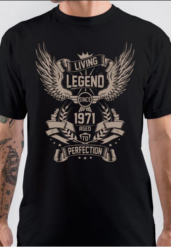 Living Legend Since 1971 Half Sleeve Black T-Shirt