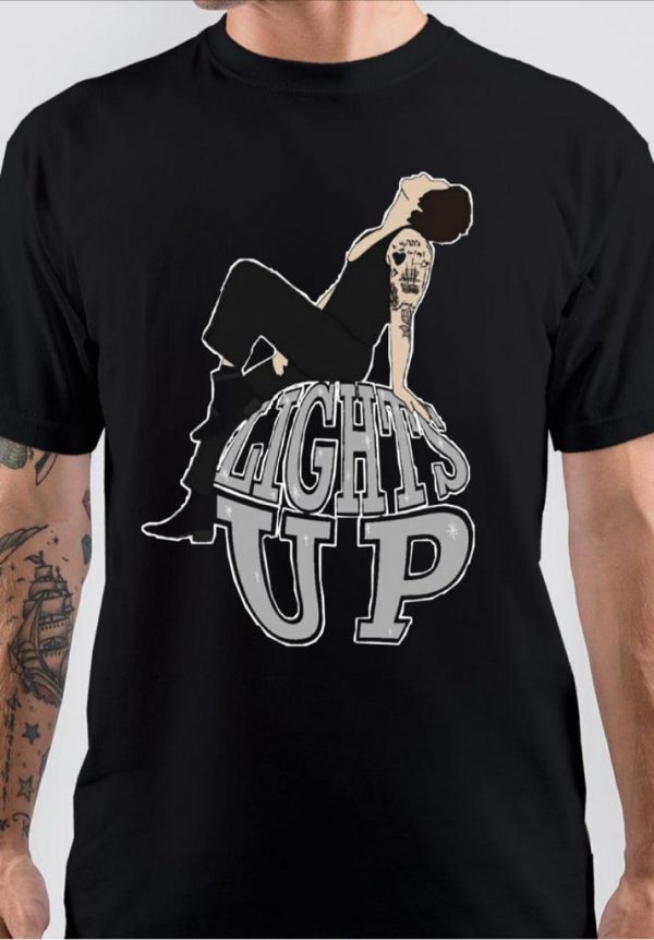 Harry Styles Lights Up Half Sleeve Black T-Shirt