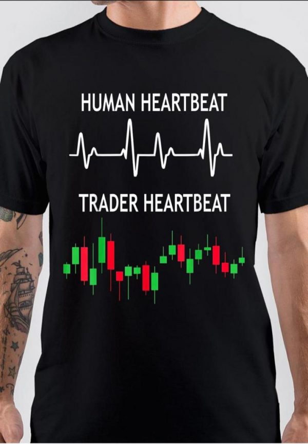 Human Heartbeat Half Sleeve Black T-Shirt