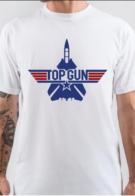 Top Gun Half Sleeve White T-Shirt | Swag Shirts