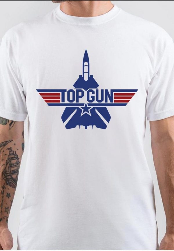 Top Gun Half Sleeve White T-Shirt