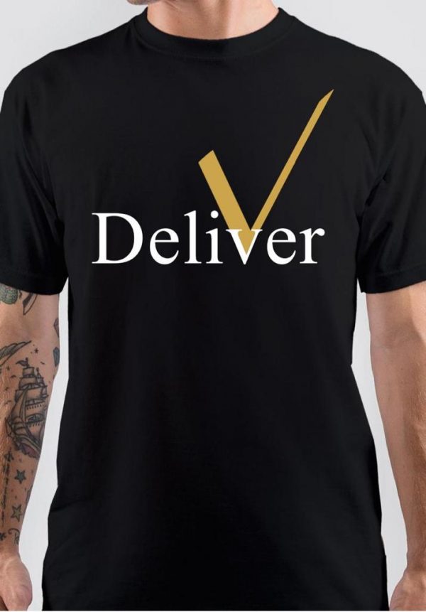 Deliver Half Sleeve Black T-Shirt