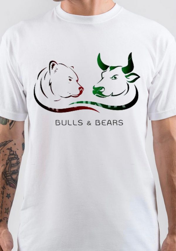 Bulls And Bears Half Sleeve White T-Shirt