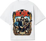 AC DC White Oversized T-Shirt