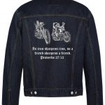 As Iron Sharpens Iron Biiker Denim Jacket