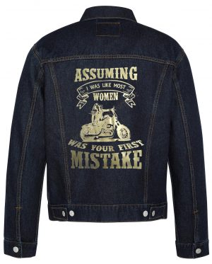 Assuming I Was Like Most Women Biker Denim Jacket1