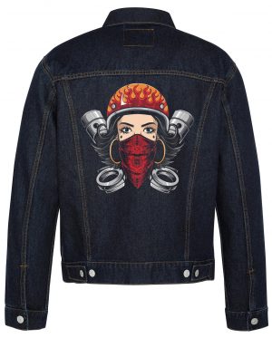 Badass Biker Girl Biker Denim Jacket