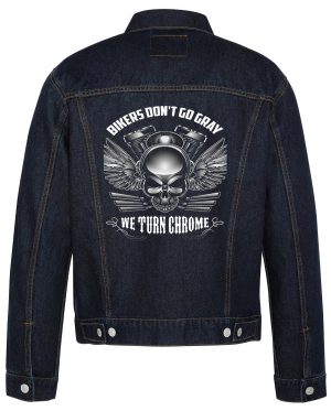 Bikers Don't Go Gray Biker Denim Jacket