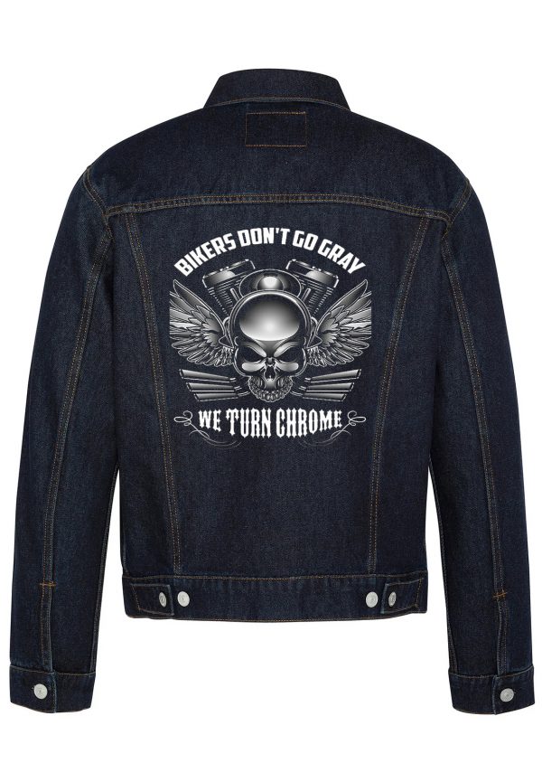 Bikers Don't Go Gray Biker Denim Jacket