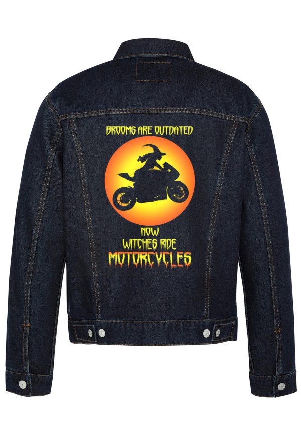 Brooms Are Outdated Biker Denim Jacket