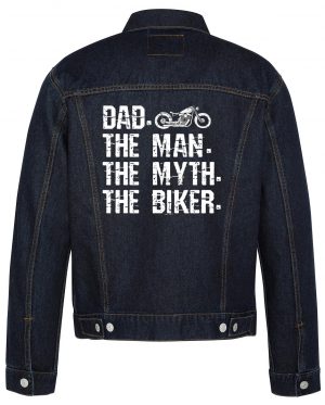 Dad Tha Man Tha Myth Biker Denim Jacket