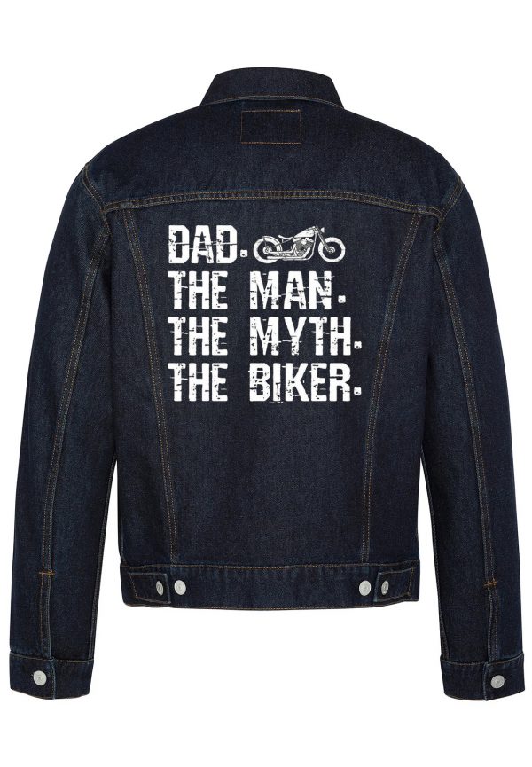 Dad Tha Man Tha Myth Biker Denim Jacket