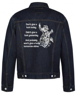 Don't Give A Fuck Today Biker Denim Jacket