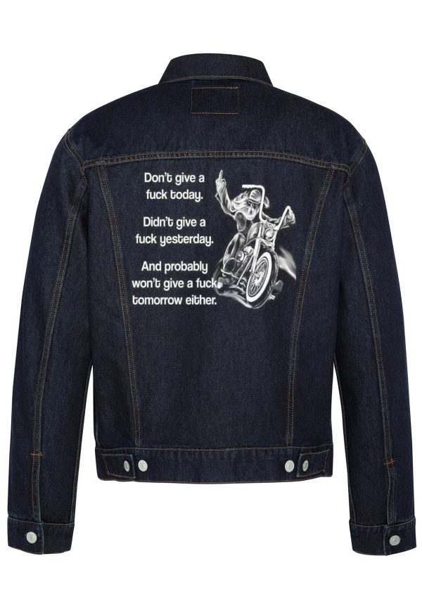 Don't Give A Fuck Today Biker Denim Jacket