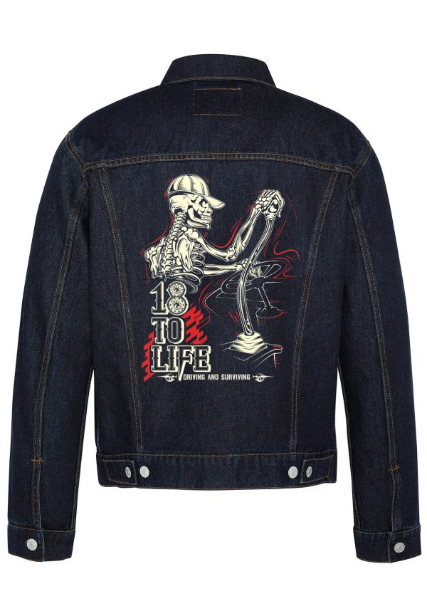 Driving And Surviving Biker Denim Jacket