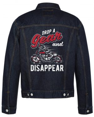 Drop A Gear And Disappear Biker Denim Jacket
