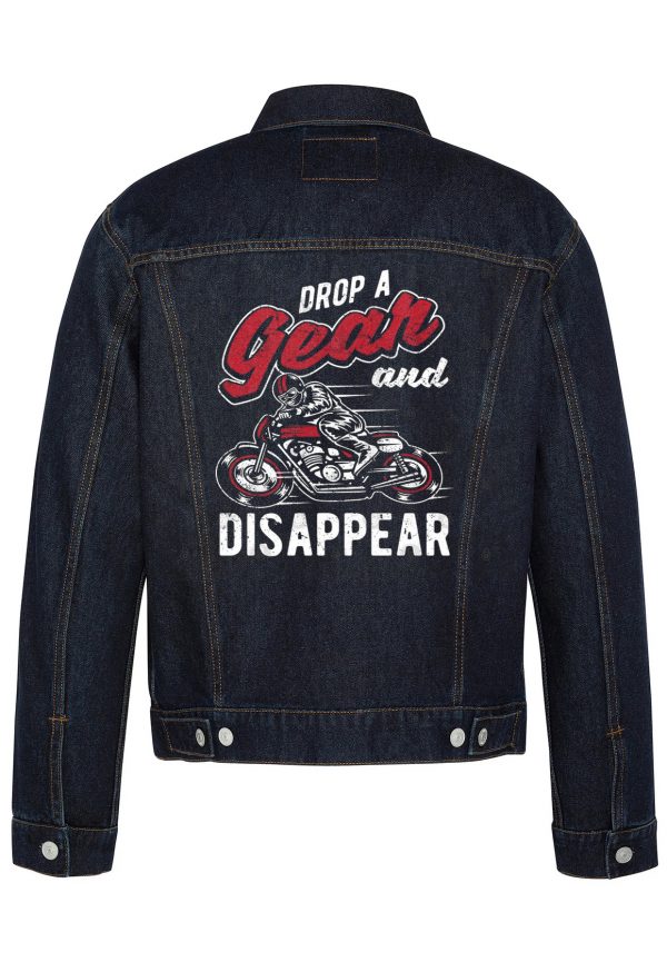 Drop A Gear And Disappear Biker Denim Jacket