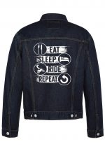 Eat Sleep Ride Repeat Biker Denim Jacket