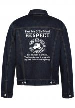 First Rule Of Old School Respect Biker Denim Jacket