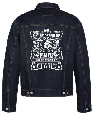 Get Up Stand Up Biker Denim Jacket