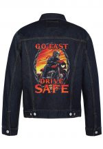 Go Fast Drive Safe Biker Denim Jacket