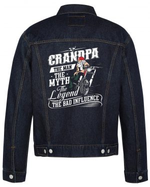 Grandpa The Man The Myth Biker Denim Jacket