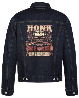 Honk If You've Never Seen A Gun Fired Biker Denim Jacket