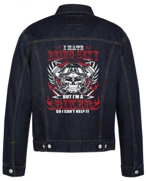 I Hate Being Sexy Biker Denim Jacket