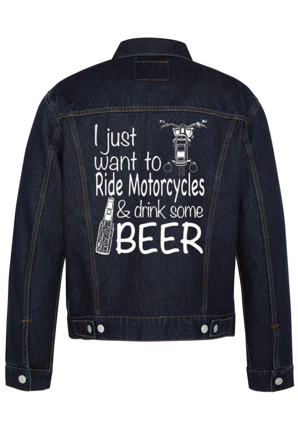 I Just Want To Ride Motorcycle Biker Denim Jacket