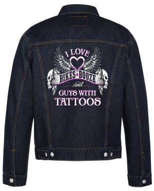 I Love Bikes Booze Biker Denim Jacket