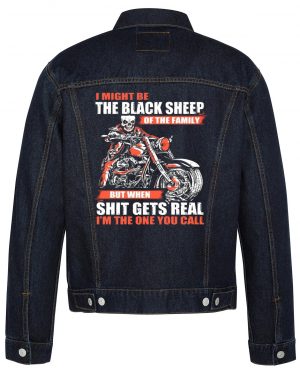 I Might Be The Black Sheep Biker Denim Jacket