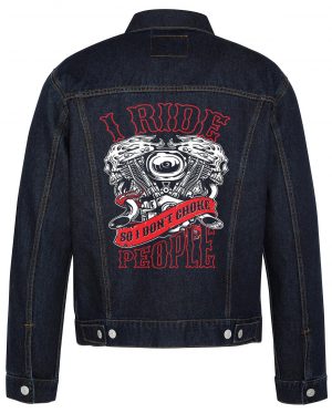 I Ride People Biker Denim Jacket