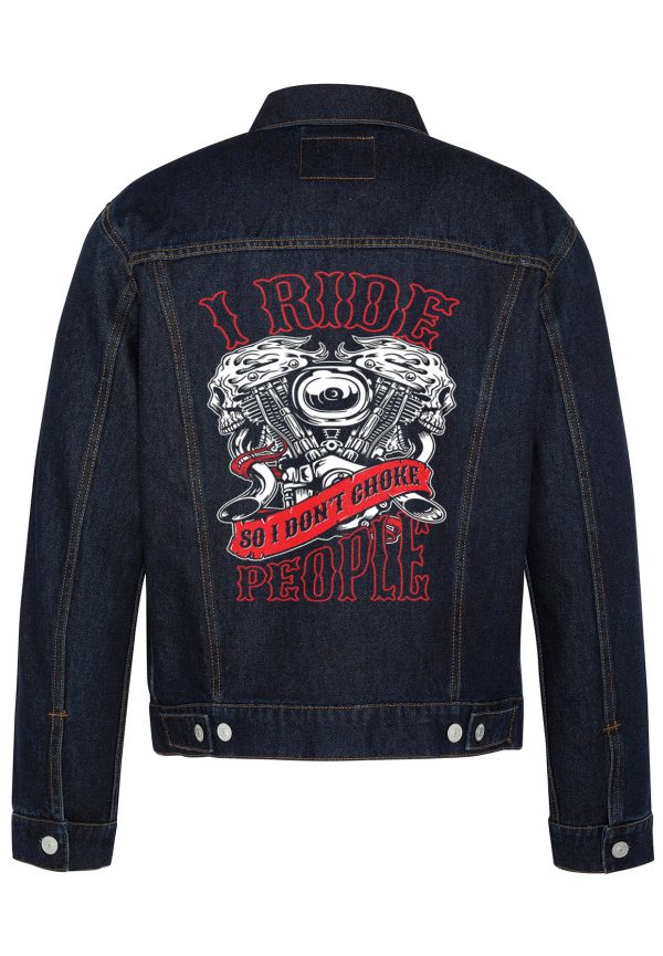 I Ride People Biker Denim Jacket