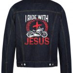 I Ride With Jesus Biker Denim Jacket