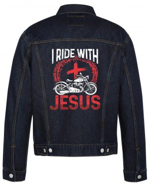 I Ride With Jesus Biker Denim Jacket