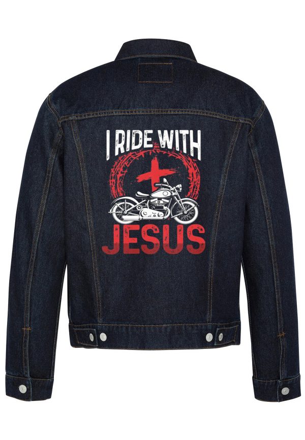 I Ride With Jesus Biker Denim Jacket