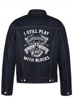 I Still Play With Blocks Biker Denim Jacket