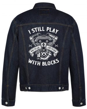 I Still Play With Blocks Biker Denim Jacket