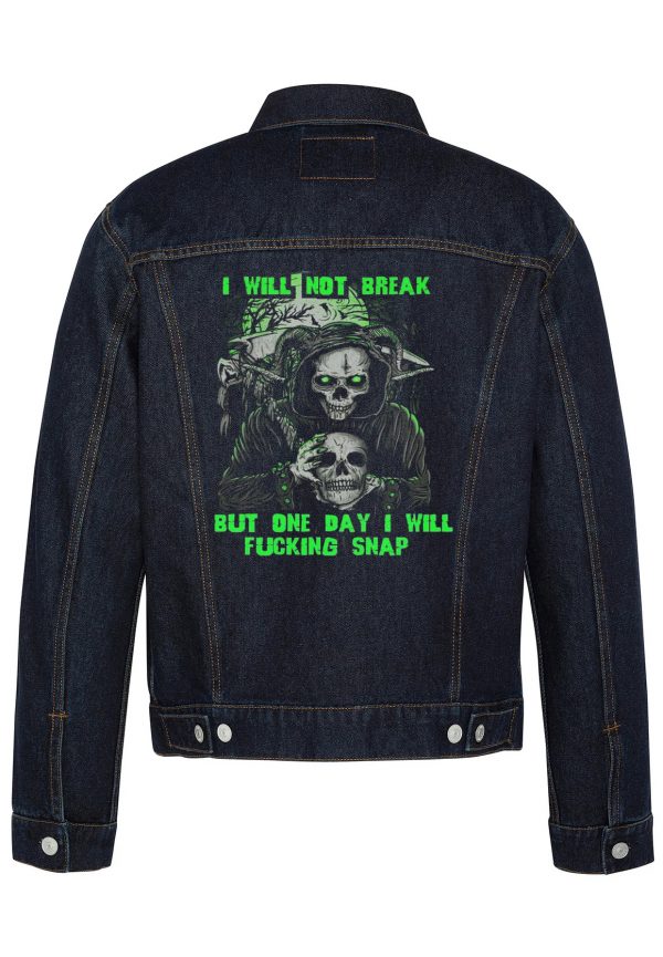 I Will Not Break Biker Denim Jacket