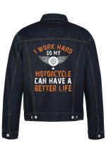 I Work Hard So My Motorcycle Biker Denim Jacket