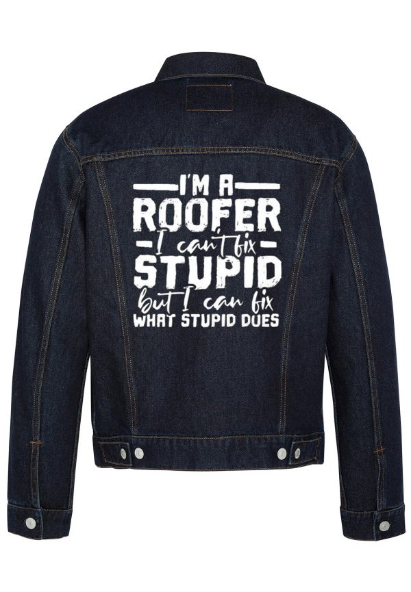 I'm A Roofer Biker Denim Jacket