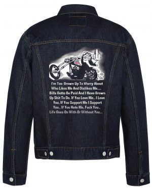 I'm Too Grown Up To Worry About Biker Denim Jacket